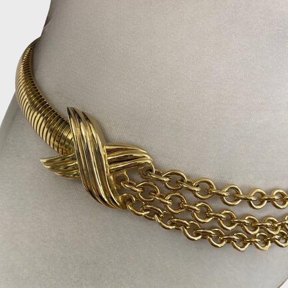 Vintage 90s Accessocraft NYC Gold Chain Link Chunky Statement Belt - Picture 2 of 8